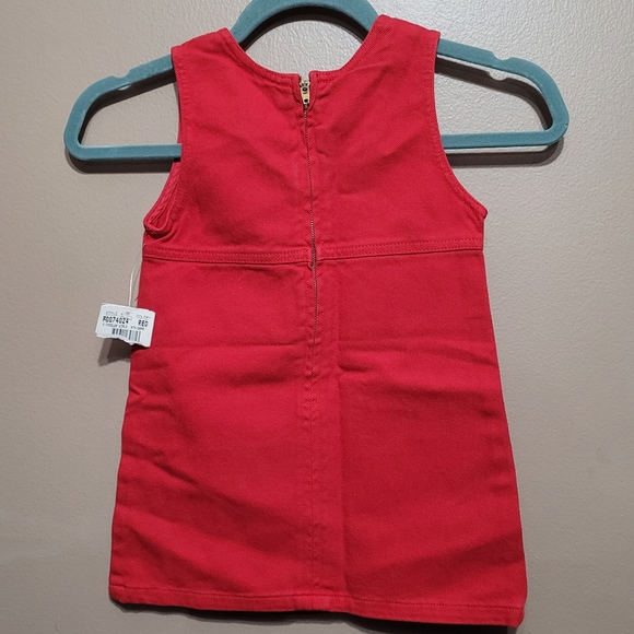 VINTAGE 90s-early 2000s Baby Guess Jean Red Zip Back Dress Size 4Y - Picture 3 of 7